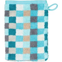 Cawö - Unique Karo 942 - Farbe: türkis - 44 - Waschhandschuh 16x22 cm