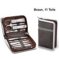 TPFBeauty Maniküre- & Pediküre-Set 11-teilig aus Kunstleder - verschiedene Farben - Braun