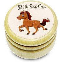 GICO Zahndose Milchzahndose Pferd Zahndose Milchzähne Bilderdose aus Holz mit Drehve