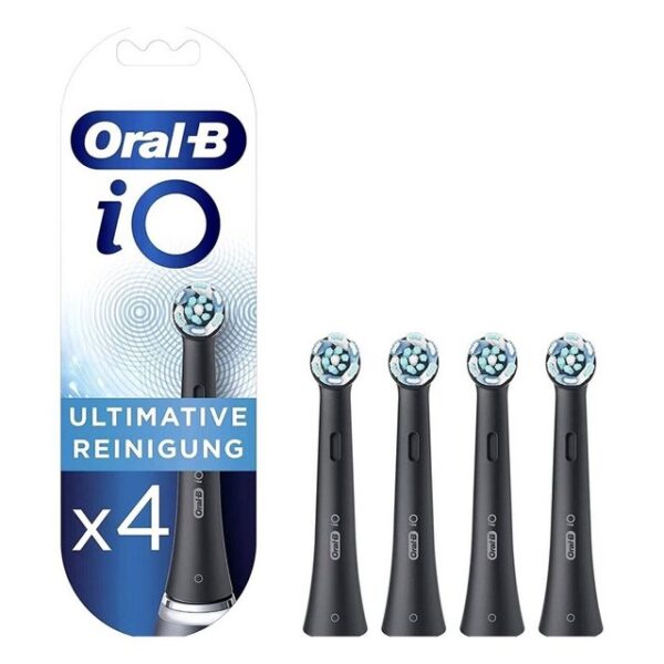 Braun Aufsteckbürsten Oral-B iO Ultimative Reinigung Aufsteckbürsten für Zahnbürste 4 Stück, 4er Set, in schwarz / black (Originalverpackt)