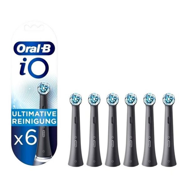 Braun Aufsteckbürsten Oral-B iO Ultimative Reinigung Aufsteckbürsten für Zahnbürste 6 Stück, 6er Set, in schwarz / black (Originalverpackt)