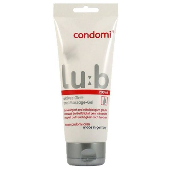 Condomi Gleit- und Massagegel LU:B, Tube mit 200ml, hocheffektives Gleitgel mit Hyaluron