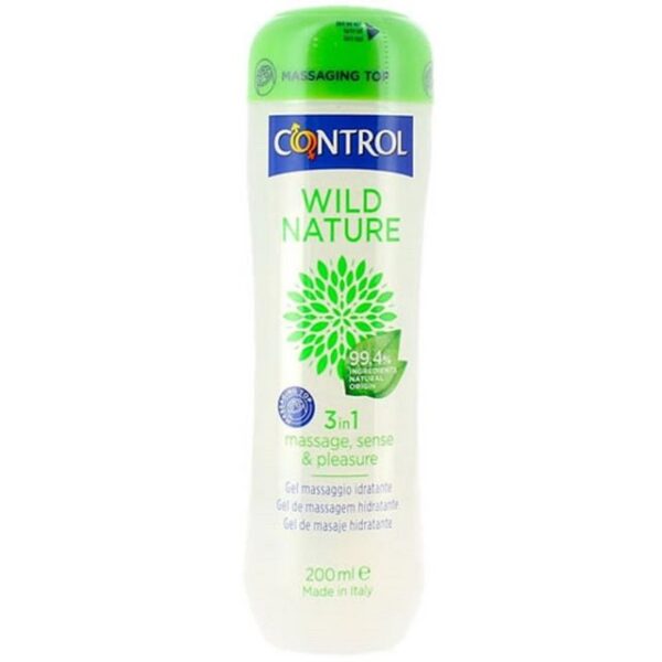 Control Gleit- und Massagegel 3-in-1 Wild Nature, Flasche mit 200ml, Gleit- und Massagegel mit Massage-Aufsatz