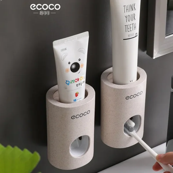 ECOCO Automatische Zahnpasta Spender Halter Badezimmer Zubehör Set Zahnbürste Halter Zahnbürste Wand