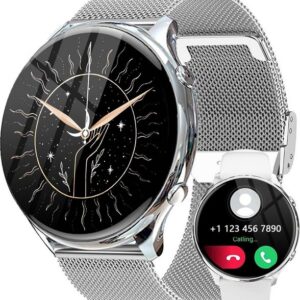 Fitonme Smartwatch (1,39 Zoll, Android iOS), Damen mit telefonfunktion wasserdicht blutdruckmessung schrittzähler