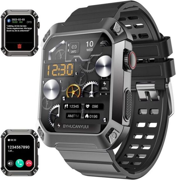 IBETTER Smartwatch, Fitness Tracker Uhr, Damen Herren Smartwatch (Fitnessuhr mit Telefonfunktion 1,83" HD Voll Touchscreen Zoll, Smartwatch Fitness Tracker Uhr, IP68 Wasserdicht, Uhren Watch für Android IOS, Fitnessuhr Tracker mit Pulsmesser Schrittzähler Schlafmonitor Aktivitätstracker cm)