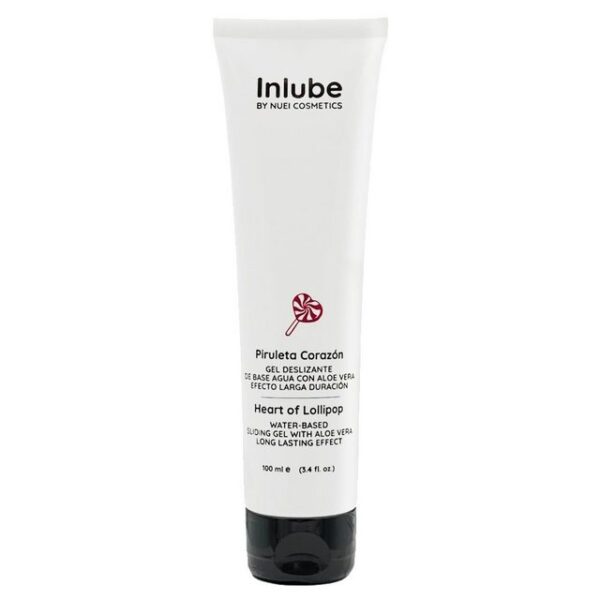 Inlube Gleitgel Piruleta Corazón (Heart of Lollipop), mit Lutscher-Geschmack, Tube mit 100ml, aromatisiertes Gleitgel auf Wasserbasis