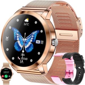 LWEARKD Smartwatch (1,09 Zoll, Android iOS), Damen Telefonfunktion Fitnessuhr 123 Sportmodi SpO2 Fitness Tracker