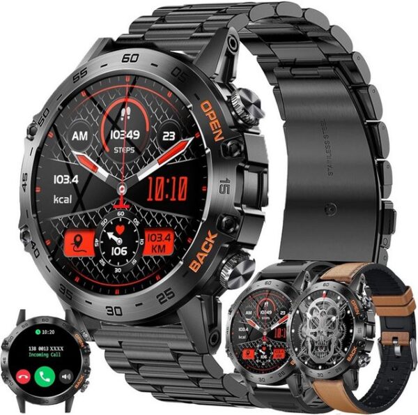 LWEARKD Smartwatch (1,39 Zoll, Android iOS), Herren Telefonfunktion Bluetooth Anrufe IP68 Wasserdicht Fitnessuhr