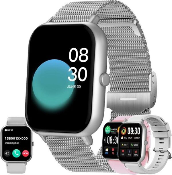 LWEARKD Smartwatch (1,83 Zoll, Android iOS), mit Telefonfunktion IP68 Wasserdicht 123 Sportmodi Aktivitätstracker