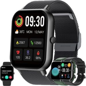 LWEARKD Smartwatch (1,83 Zoll, iOS Android), mit Telefonfunktion IP68 Wasserdicht 123 Sportmodi Aktivitätstracker