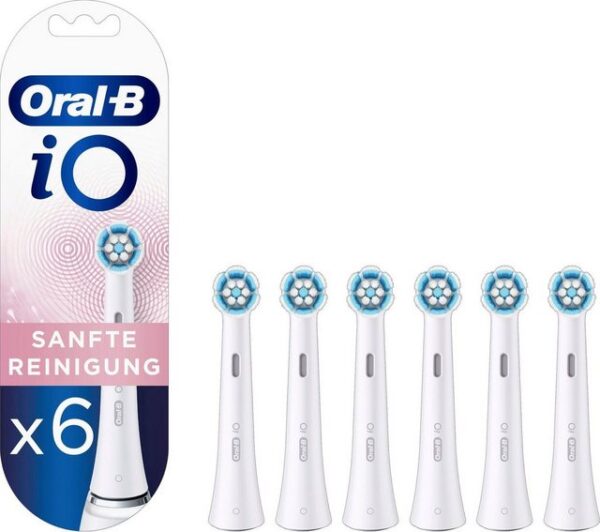 Oral-B Aufsteckbürste iO, Sanfte Reinigung für elektrische Zahnbürste, 6 Stück