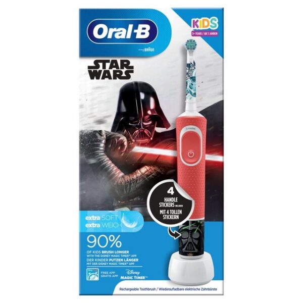 Oral-B Elektrische Kinderzahnbürste Vitality 100 Kids Plus Starwars - Elektrische Zahnbürste - rot