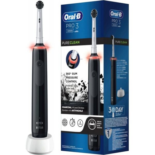 Oral-B Elektrische Zahnbürste Pro 3 3000 PureClean - Elektrische Zahnbürste - schwarz/weiß