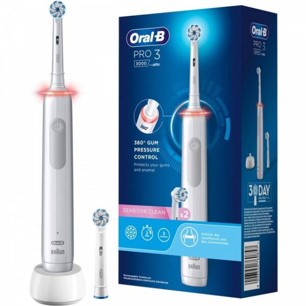 Oral-B Elektrische Zahnbürste Pro 3 3000 Sensitive Clean - Elektrische Zahnbürste - weiß