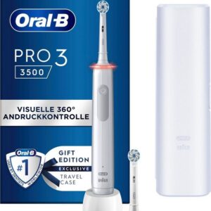 Oral-B Elektrische Zahnbürste Pro 3 3500, Aufsteckbürsten: 2 St., 3 Putzmodi