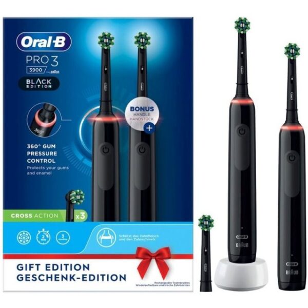 Oral-B Elektrische Zahnbürste Pro 3 3900 Black Edition - Elektrische Zahnbürste - schwarz