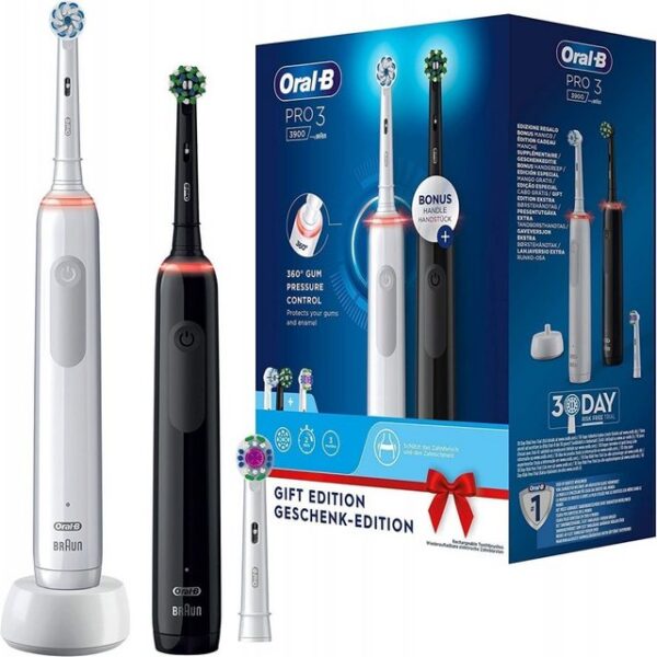 Oral-B Elektrische Zahnbürste Pro 3 3900 Geschenk Edition - Elektrische Zahnbürste - weiß/schwarz