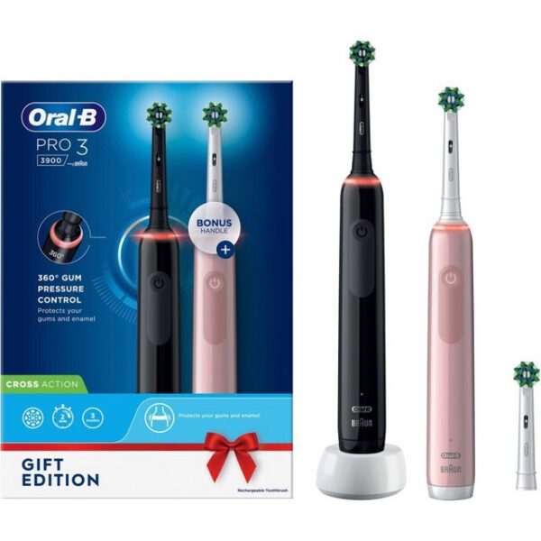 Oral-B Elektrische Zahnbürste Pro 3 3900N Geschenk Edition - Elektrische Zahnbürste - schwarz/pink