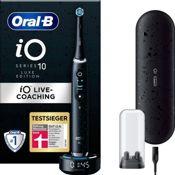 Oral-B Elektrische Zahnbürste iO 10, Aufsteckbürsten: 1 St., Magnet-Technologie, iOsense, 7 Putzmodi, Farbdisplay & Lade-Reiseetui