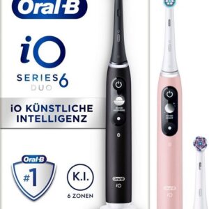 Oral-B Elektrische Zahnbürste iO 6 Duopack, Aufsteckbürsten: 3 St., mit Magnet-Technologie, Display, 5 Putzmodi