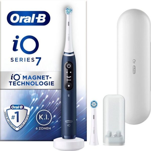 Oral-B Elektrische Zahnbürste iO 7, Aufsteckbürsten: 2 St., mit Magnet-Technologie, Display, 5 Putzmodi, Reiseetui