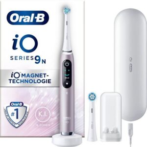 Oral-B Elektrische Zahnbürste iO 9, Aufsteckbürsten: 2 St., mit Magnet-Technologie, 7 Putzmodi, Farbdisplay & Lade-Reiseetui