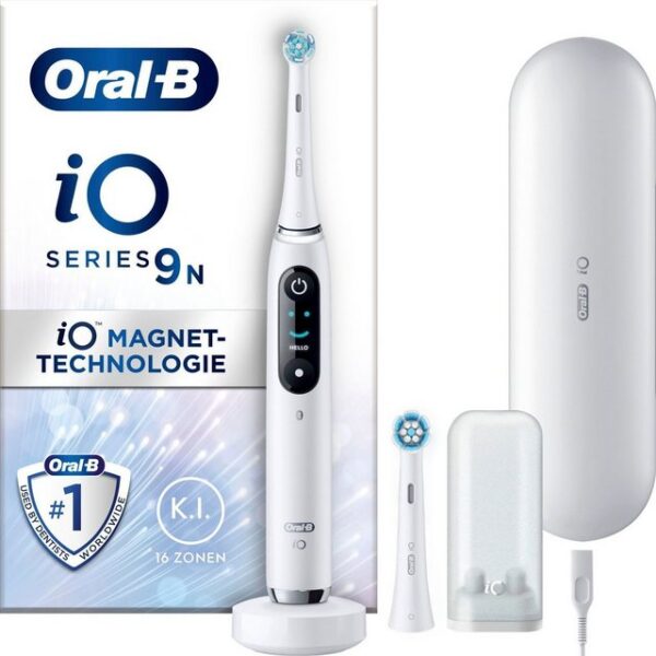 Oral-B Elektrische Zahnbürste iO 9, Aufsteckbürsten: 2 St., mit Magnet-Technologie, 7 Putzmodi, Farbdisplay & Lade-Reiseetui