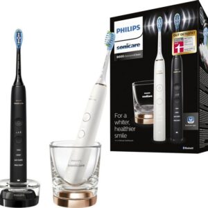 Philips Sonicare Elektrische Zahnbürste DiamondClean 9000 HX9914/57, Aufsteckbürsten: 2 St., mit Schalltechnologie, 2er Set, Ladeglas