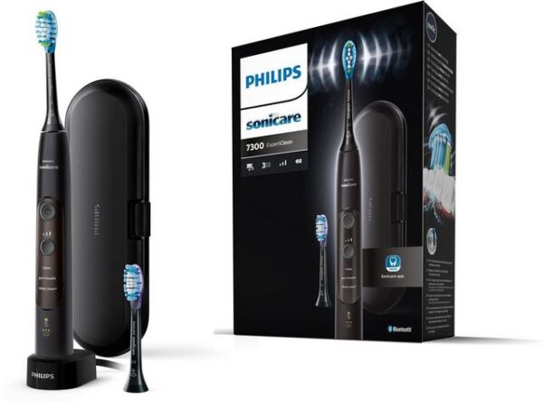 Philips Sonicare Elektrische Zahnbürste ExpertClean 7300 HX9601/02, Aufsteckbürsten: 2 St., mit Schalltechnologie