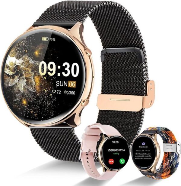 SUNKTA Smartwatch (1,39 Zoll, Android iOS), Damen mit telefonfunktion menstruationszyklus schlafmonitor armbanduhr