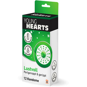 YOUNG HEARTS Kondome Lustvoll - perlgenoppt und gerippt, 12 St.