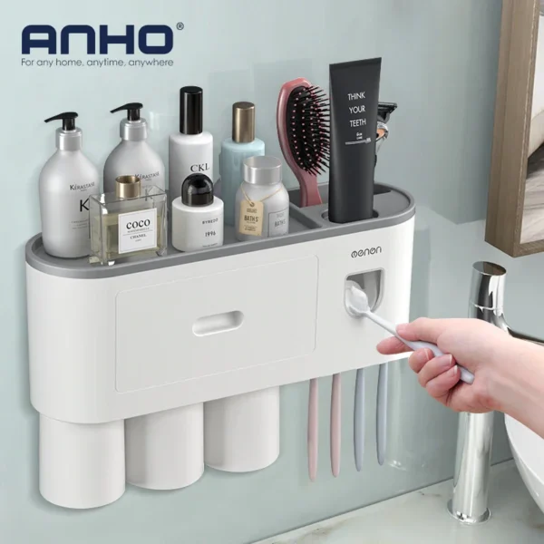 Zahnbürste Halter Wand Automatische Zahnpasta Squeezer Dispenser Magnetische Adsorption Invertiert