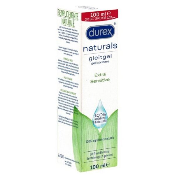 durex Gleitgel Naturals, Flasche mit 100ml, Gleitgel aus 100% natürlichen Inhaltsstoffen