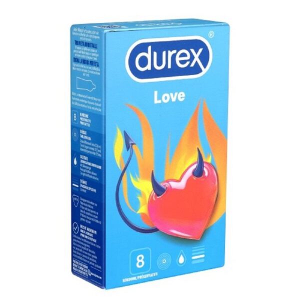 durex Kondome Love Packung mit, 8 St., freche Markenkondome für Moments in Love