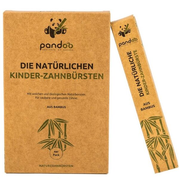 pandoo Zahnbürste Bambus-Kinderzahnbürsten, 4 Stk.