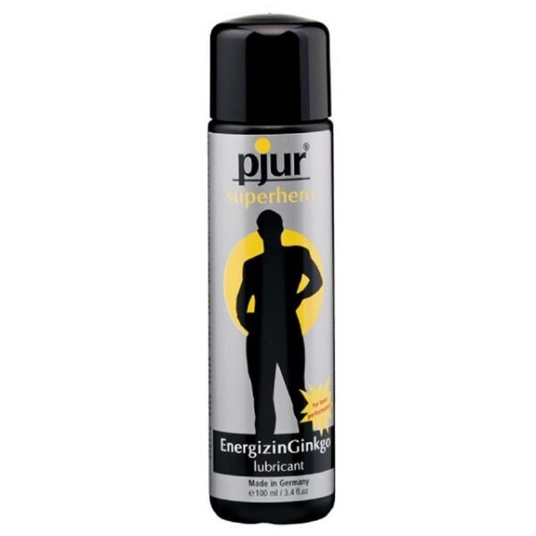 pjur Gleitgel SUPERHERO Glide - Energizing Gingko, Flasche mit 100ml, stimulierendes und potenzförderndes Gleitgel für Männer