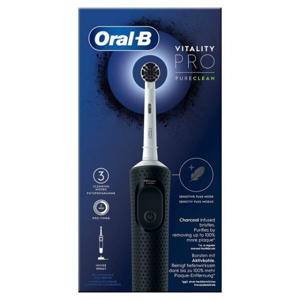 Braun Elektrische Zahnbürste ORAL B VITALITY PRO Protect X Clean (R) schw, Aufsteckbürsten: 1 St., 1 x Vitality PRO / Protekt X Clean / Cross Action Aufsteckbürste, 3 Putzprogramme