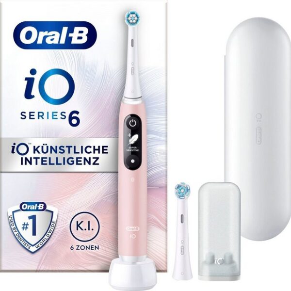 Oral-B Elektrische Zahnbürste iO 6, Aufsteckbürsten: 2 St., mit Magnet-Technologie, Display, 5 Putzmodi, Reiseetui