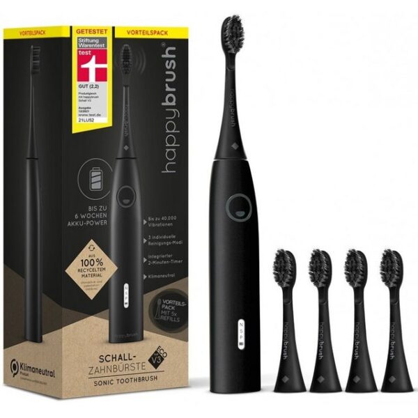 happybrush Schallzahnbürste ECO VIBE 3 Starterkit - Elektrische Zahnbürste - schwarz