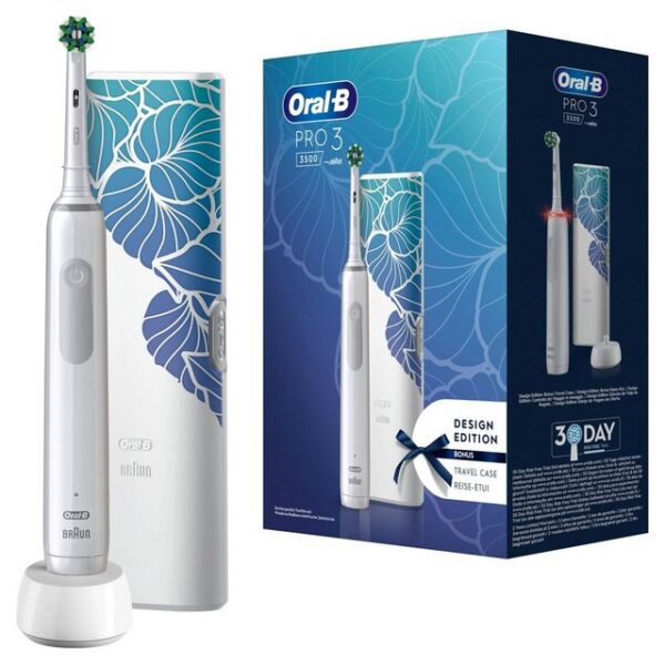 Oral-B Elektrische Zahnbürste Pro 3 + Reiseetui Floral Design - White/Blue