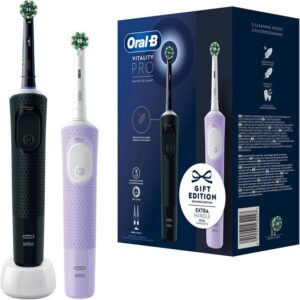 Oral-B Elektrische Zahnbürste Vitality Pro D103 Duo - Elektrische Zahnbürste - schwarz/violett