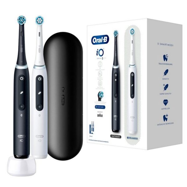 Oral-B Elektrische Zahnbürste iO 5 + 2. Handstück - Matt Black/Quite White