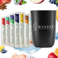 Wunder Zahnstocher Mundpflegecenter Wunder Zahnstocher mit Geschmack - Becher Schwarz + 80er Single Pack