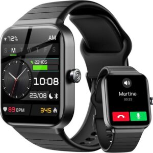 JUNG Fitpolo Smartwatch Damen & Herren Fitnessuhr, mit Bluetooth Smartwatch (4,69 cm/1,8 Zoll) mit Telefon Funktion, 100+ Trainingsmodi, mit Android / iOS, Smarte Uhr für Sport, Smart Uhr Herren, Fitnesstracker, Wasserdicht, Schrittzähler Uhr, Fitnessuhr, Fitness Tracker, Sportuhr, Sportuhren Damen Herren Sport