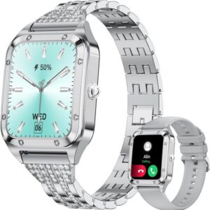 Lige Fur Damen, Touchscreen, Gesundheitsüberwachung Smartwatch (1.57 Zoll, Andriod iOS), Mit Blutdruck/Herzfrequenz/Menstruation, 21 Sportmodi, Rechteckige