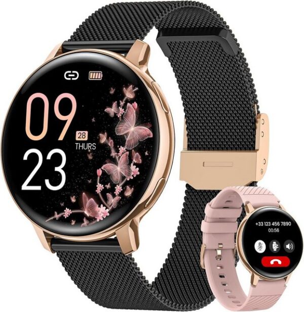 NAIXUES Smartwatch (1,39 Zoll, Android, iOS), mit Telefonfunktion,Fitnessuhr 120Sportmodi MenstruationszyklusPulsuhr