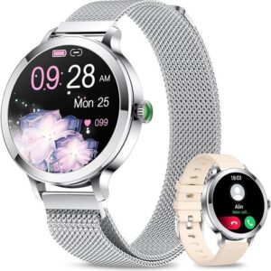 Niolina Zwei Armbänder & personalisierbare Zifferblätter Smartwatch (1.106 Zoll, Android, iOS), mit Telefonfunktion, IP68 Wasserdicht Armbanduhr mit 120+ Sport SpO2