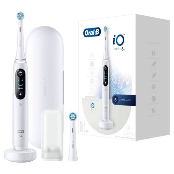 Oral-B Elektrische Zahnbürste iO 8 + Reiseetui - White Alabaster