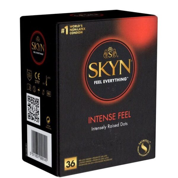 SKYN Kondome Intense (Intensly Raised Dots) Kondome mit Noppen, Packung mit, 36 St., hypoallergene Kondome, ideal für Latexallergiker, genoppte latexfreie Kondome aus Sensoprène™